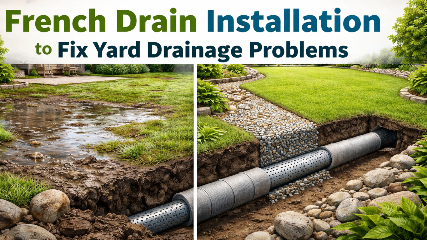 Before and after drainage installation