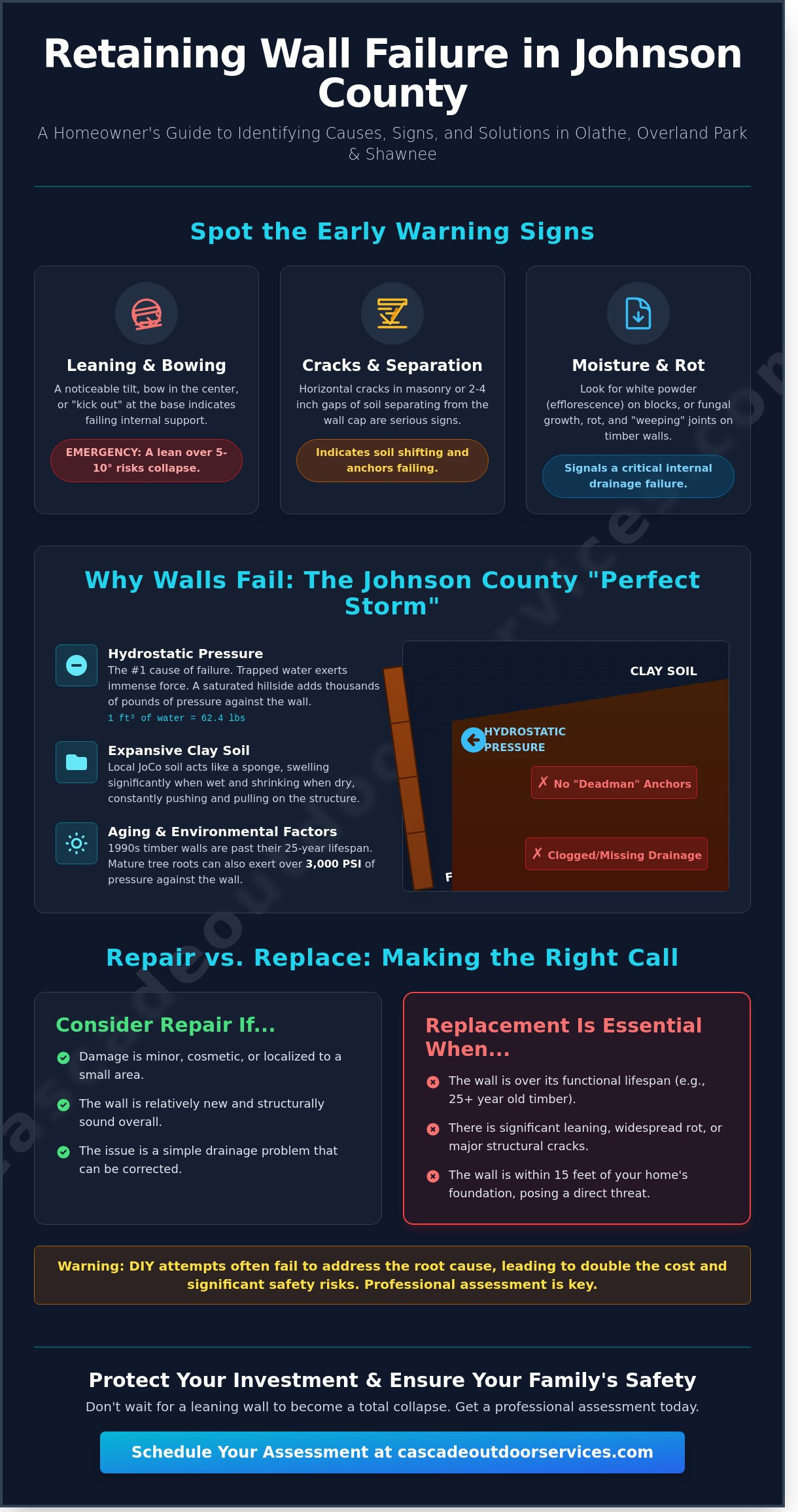 Failing Retaining Wall Repair in Johnson County, KS: Restoration & Replacement Guide