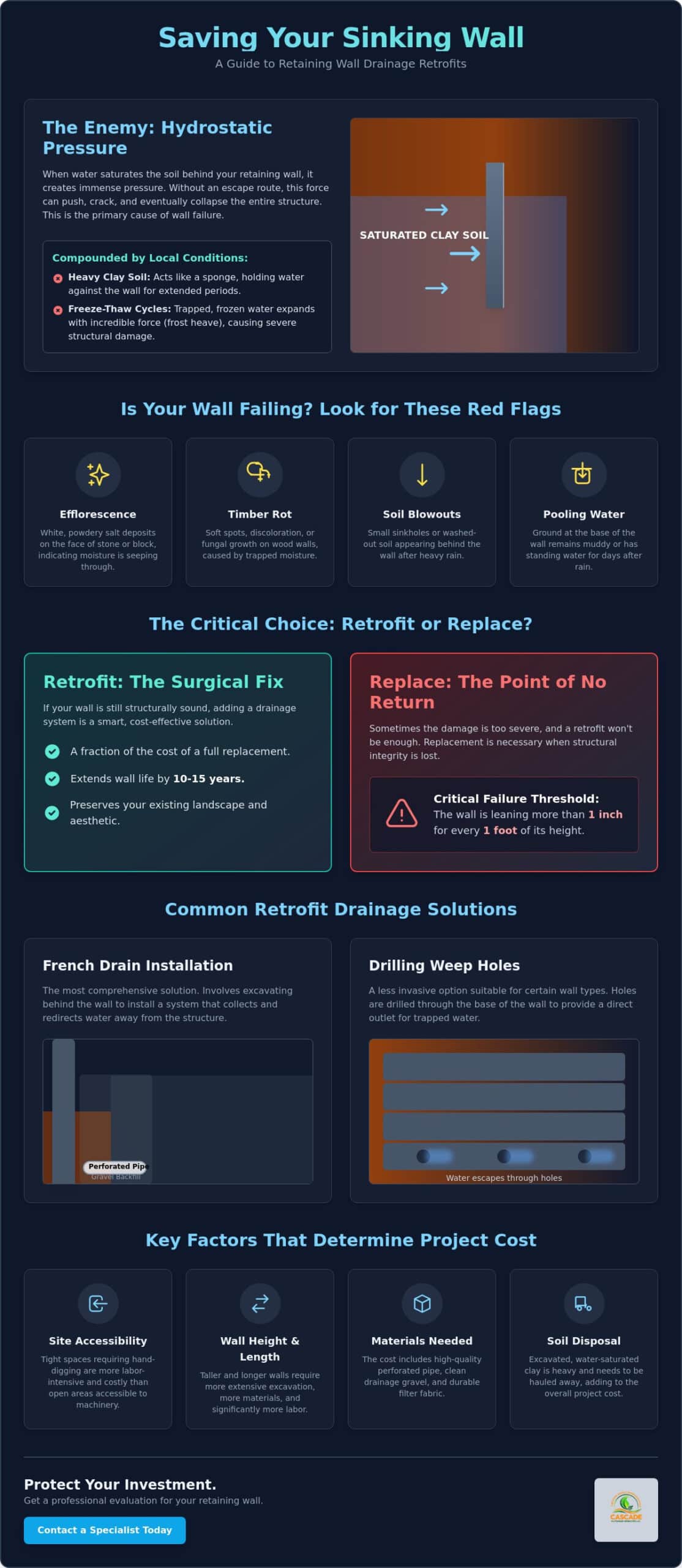 Cost to Add Drainage to an Existing Retaining Wall: 2026 Retrofit Guide